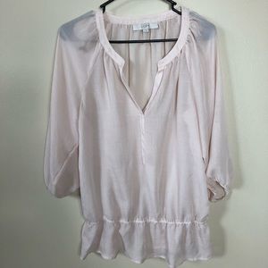 Loft Sheer Blush Pink Peplum Blouse